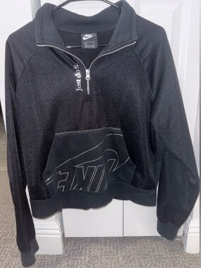 Women’s Nike Black Half-Zip Pullover with Front Pocket Logo